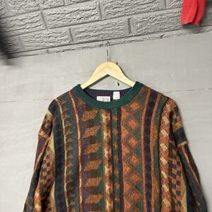 Crispin Vintage Aztec Print Wool Sweater Coogi  Multicolored Made England XL